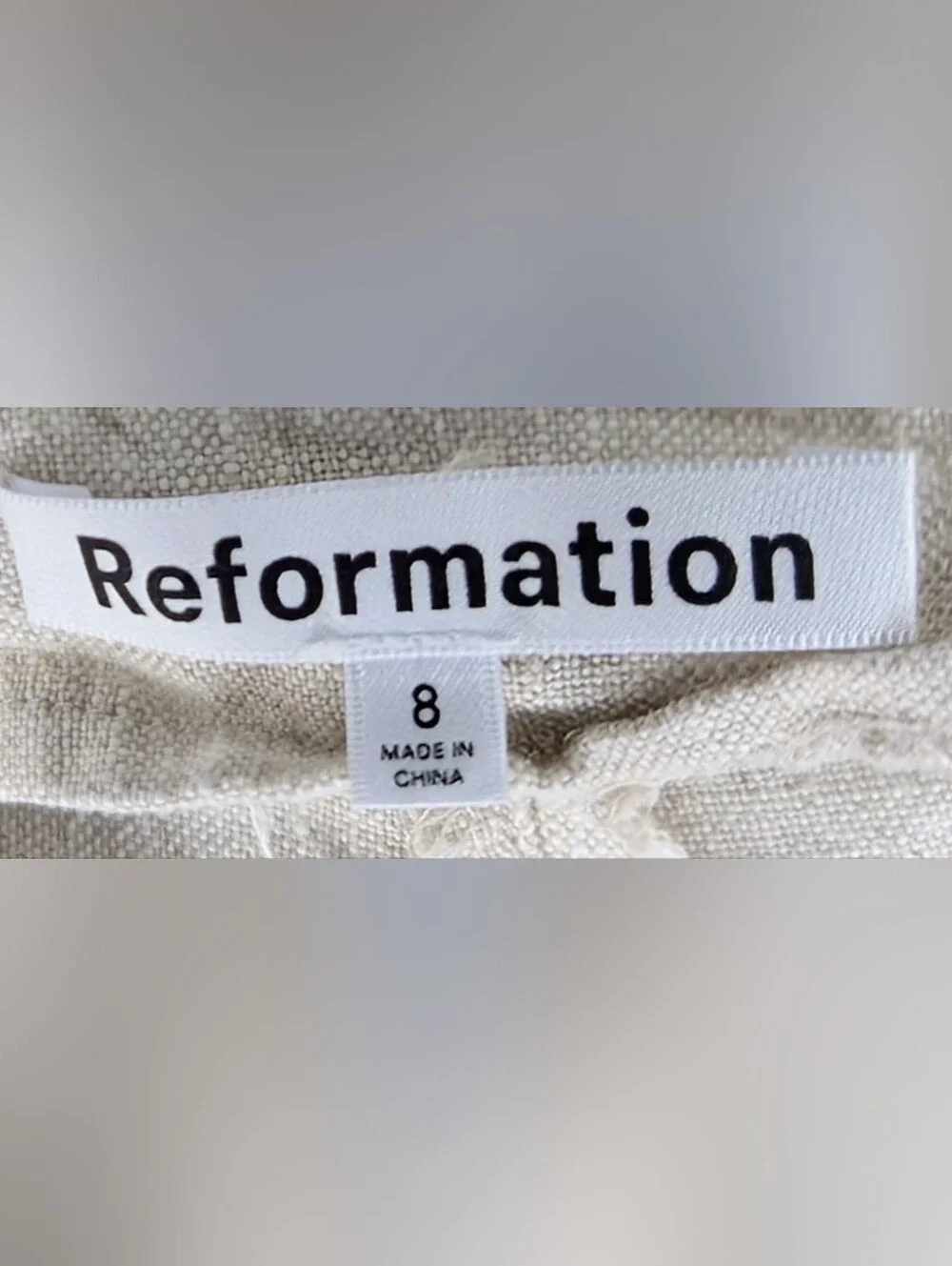 Reformation Size 8 Vida Low Rise Linen Pants Natural Beige Wide Leg Parisian